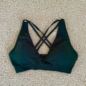 Alphalete Amplify Deep V Bra - Medium - Dark Green (Central Park)